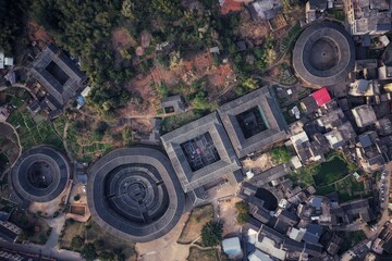 Traditional Chinese Tulou or Hakka earth buildings in Fujian showcase unique architecture