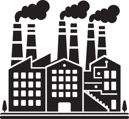 Naklejka premium Factory building silhouette vector illustration