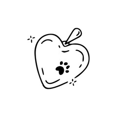 heart shaped pendant with paw print sparkle