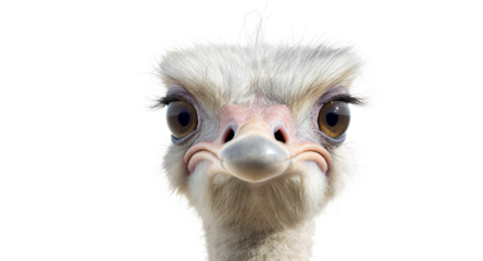 Closeup portrait of an ostrichs face curious expression wildlife photography