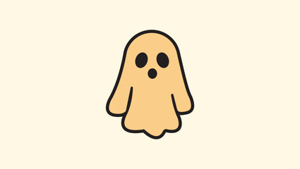Simple Cute Ghost Icon for Halloween – Flat Vector Design