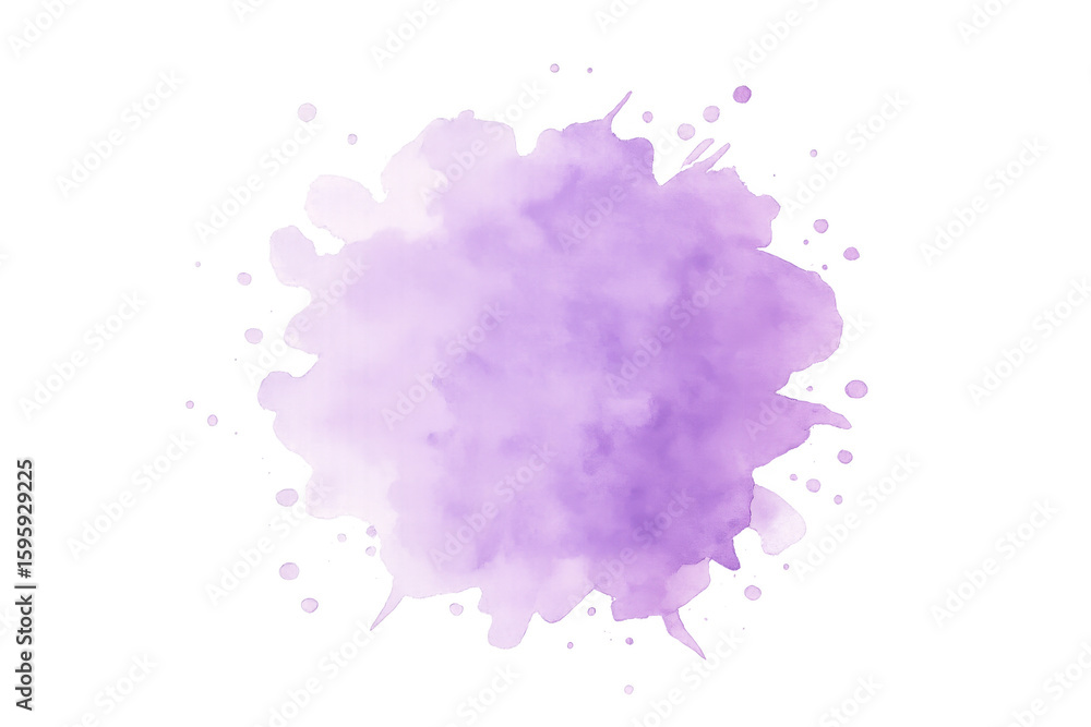 Poster purple watercolor splashing, creating an artistic and vibrant design element on a transparent backgr