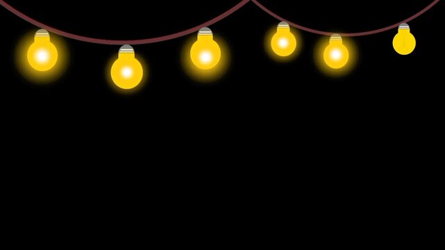 Hanging bulb lamp animation with flickering light on dark background.