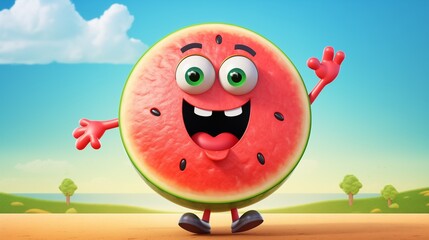Watermelon Cartoon Icon Set Vector Design. Creative vector design of watermelon-themed emoji icons, showcasing joyful, surprised, and sleepy expressions on juicy, pink-red backgrounds