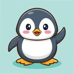 Obraz premium Cute penguin in kawaii-style vector illustration