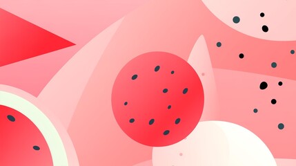 Watermelon Wallpaper. Artistic digital illustration of floating watermelon slices and seeds on a bright turquoise background