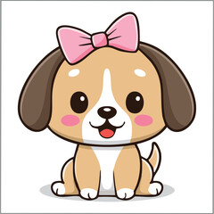 Cute fluffy dog in kawaii-style vector illustration