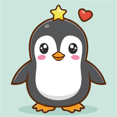 Fototapeta premium Cute penguin in kawaii-style vector illustration