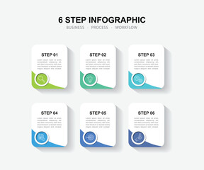 Vector Infographic label design template with icons and 6 options or steps.