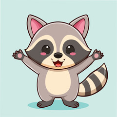 Cute raccoon in kawaii-style vector illustration