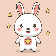 Cute bunny in kawaii-style vector illustration