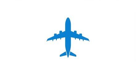 Fototapeta premium Blue airplane silhouette on white background