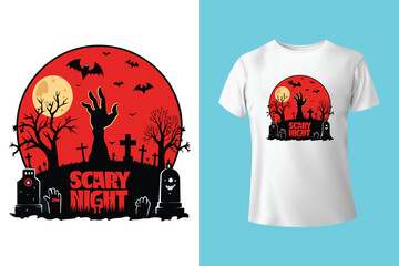 Halloween Illustration t shirt design template halloween time