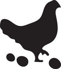 A Silhouette of a Chicken Standing Guard Over its Eggs on the Farm with a Simple yet Elegant Design