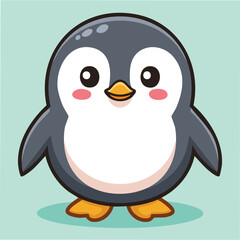Obraz premium Cute penguin in kawaii-style vector illustration