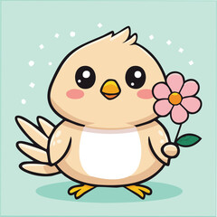 Obraz premium Cute chubby bird in kawaii-style vector illustration