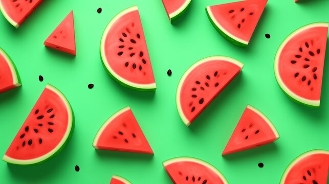 Watermelon Wallpaper. A playful and modern watermelon-themed background with abstract shapes, pastel tones, and summer vibes - Powered by Adobe