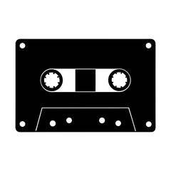 Naklejka premium Retro audio cassette tape vector illustration media format silhouette