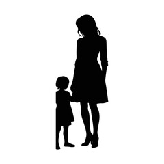 Emotional black silhouette of a mother holding her child closely, touching foreheads, love and bonding concept on white background
mother_child_love_black_silhouette_vector_emotional_pose_art