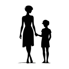 Emotional black silhouette of a mother holding her child closely, touching foreheads, love and bonding concept on white background
mother_child_love_black_silhouette_vector_emotional_pose_art