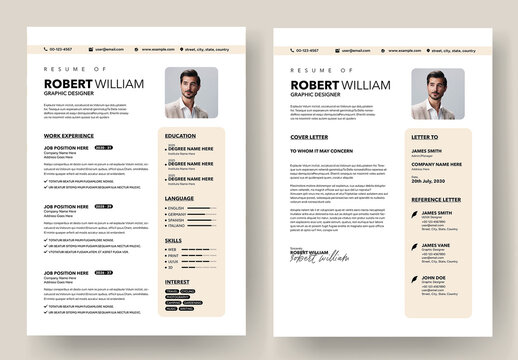 Modern Minimal Resume Template With Cover Letter