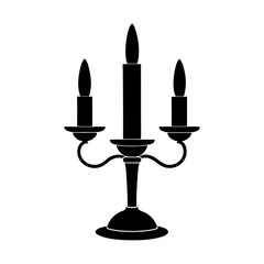 Fototapeta premium Candelabrum with candles vintage light decorative candlestick silhouette