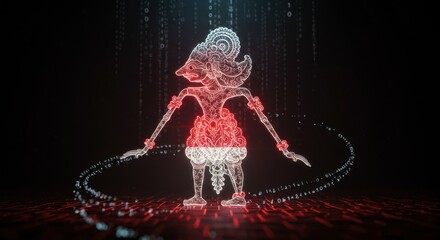 Wayang Kulit Digital Art: Indonesian Shadow Puppet in Binary Code