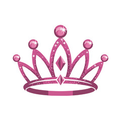 Pink crown tiara princess queen royal glitter sparkle jewel gem beauty fashion headwear vector design