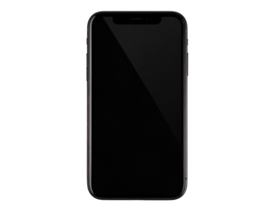 Bezel-Less Modern Smartphone with Glossy Black Screen, Front View, Transparent PNG