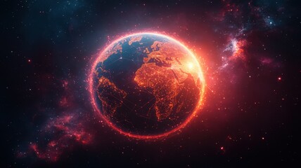 Obraz premium Global Digital Network Connecting the World, Technology and Communication Concept technology concept