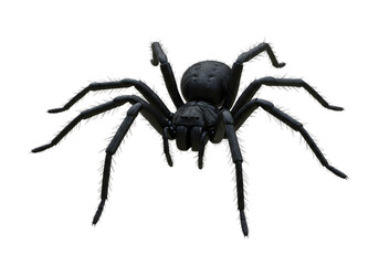 Fototapeta premium A close up shot of a dark spider with many legs against a black background in a studio setting created with generated ai