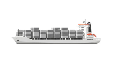 Obraz premium Container Ship Transporting Cargo Shipping Goods Across Ocean Isolated White Background