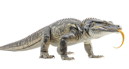 Obraz premium Large reptile with textured skin and long tail isolated on white background