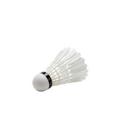 A clean, brand-new, clear plastic cylindrical badminton shuttlecock tube with a white cap, isolated against a transparent seamless studio background with no shadows, in a 3/4 view, sharply focused,