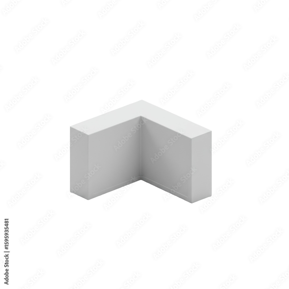 Poster small, transparent geometric corner boundary line marker with sharp contours, smooth matte material,