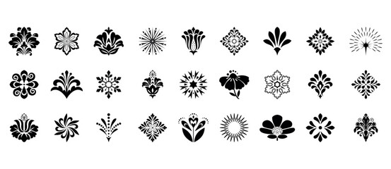 Flower icons set. Isolated elements for design. Vector graphics.