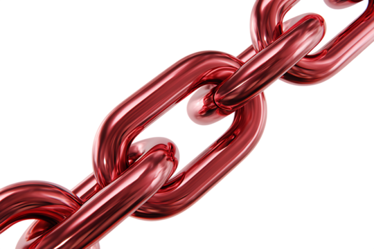 Close up of a red metallic chain.