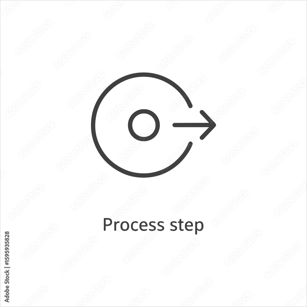 Poster vector art of process step icon with arrow pointing to the right isolated on white background