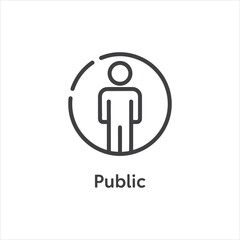 Vector art of public icon with a person inside a circle isolated on white background
