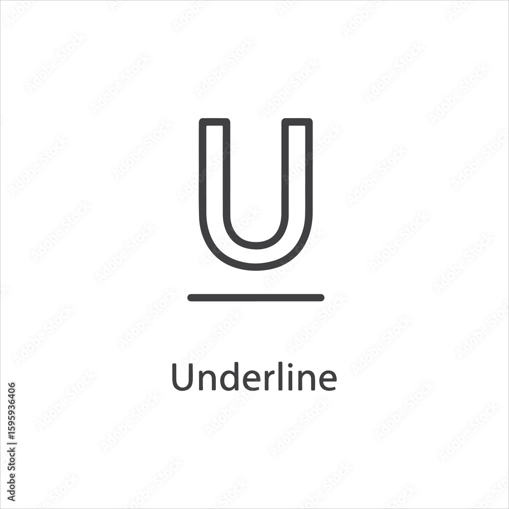 Poster vector art of underline text formatting icon with letter u