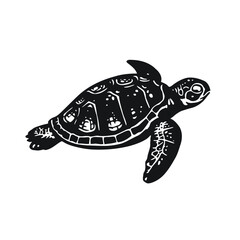 Obraz premium Underwater sea turtle vector illustration of a cute green reptile with a shell, isolated on white