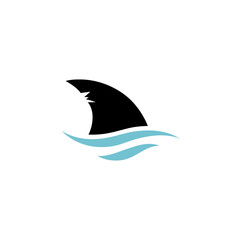 Shark fin in ocean wave icon. Vector illustration