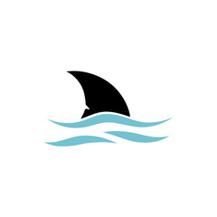 Shark fin in ocean wave icon. Vector illustration