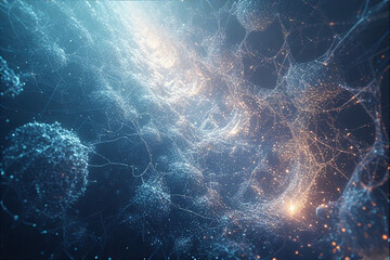 Abstract Network of Glowing Particles and Connections.