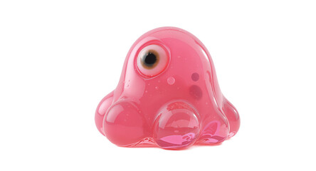 Fototapeta premium Pink Jelly Creature Cartoon Character Cute Blob 3D Render Digital Art Illustration