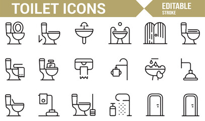 Bathroom and Restroom Symbols for Design and Decoration Use


