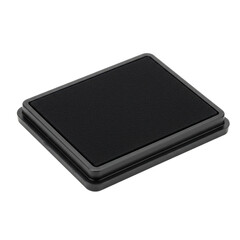 Fototapeta premium A brand-new rectangular Racket Stencil Ink Pad with deep black ink in a dark grey plastic container, on a transparent background, isolated with ample negative space, professional studio lit with