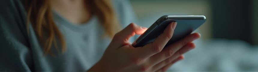 Someone is holding a cell phone in their hand and looking at it