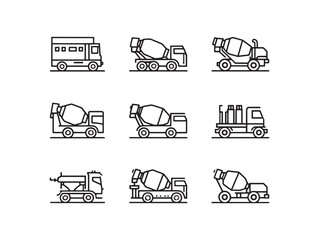 Concrete Mixer Drawing Outline Precision Engineering Symbol