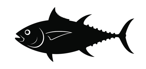 Obraz premium Silhouette of a tuna fish swimming with fins spread